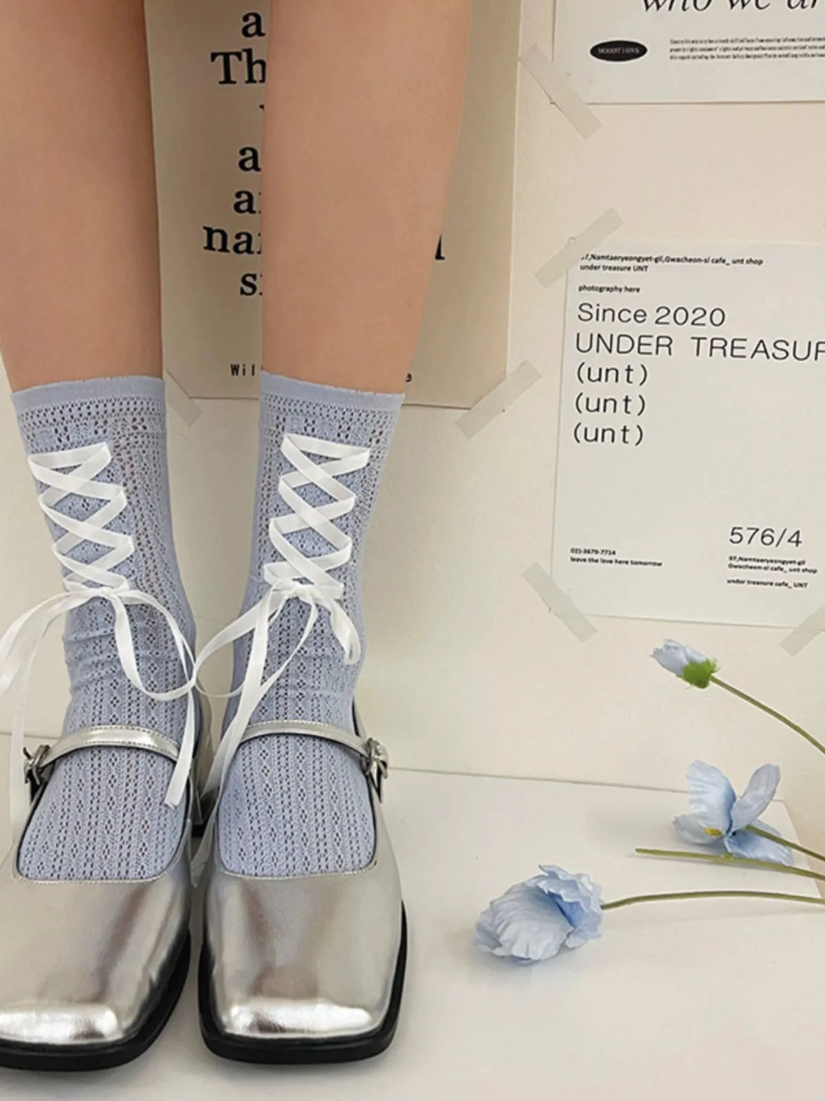 WAGUIR~Daily Lolita Socks Lace Mid-tube Ballet Socks for Spring and Summer