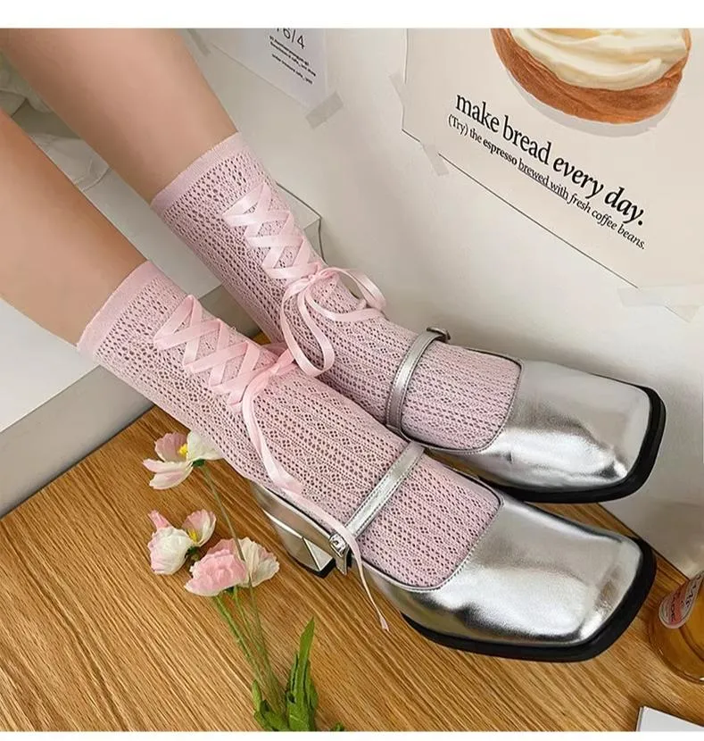 WAGUIR~Daily Lolita Socks Lace Mid-tube Ballet Socks for Spring and Summer