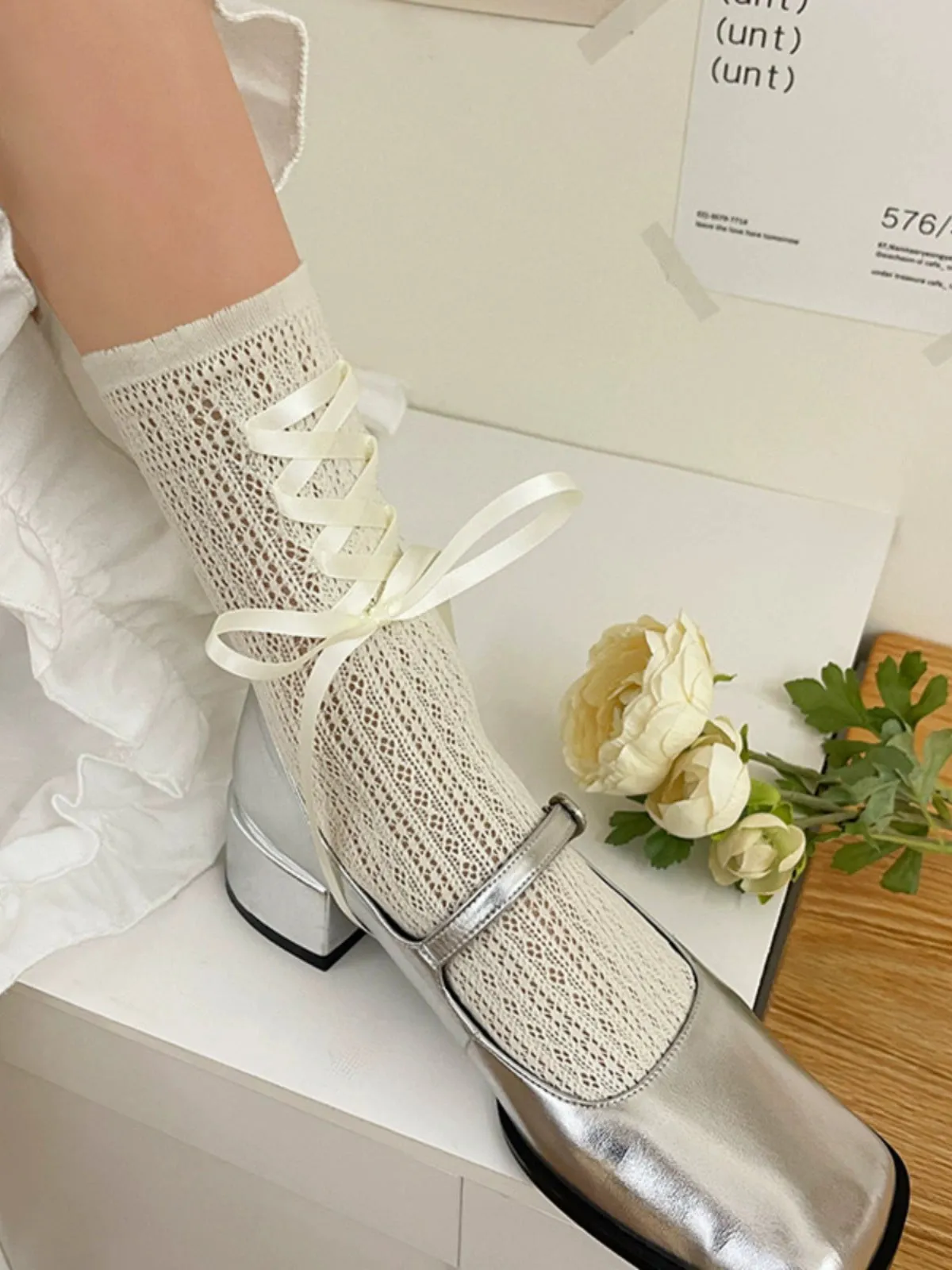 WAGUIR~Daily Lolita Socks Lace Mid-tube Ballet Socks for Spring and Summer