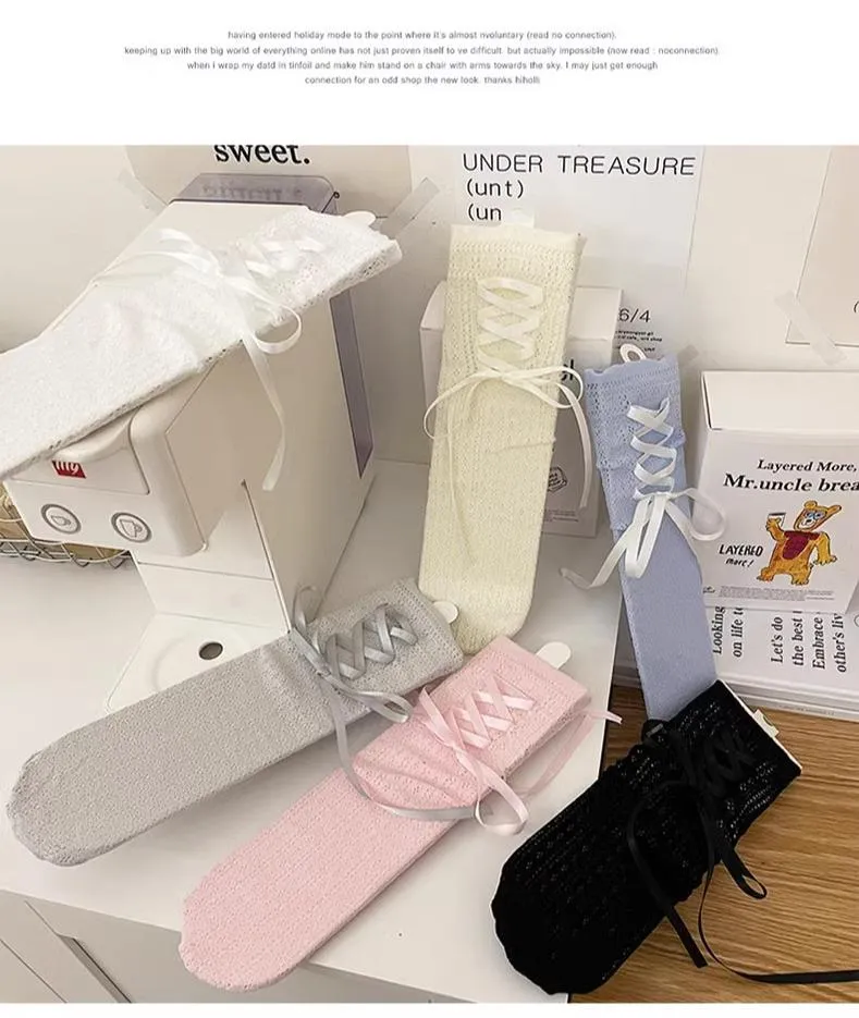 WAGUIR~Daily Lolita Socks Lace Mid-tube Ballet Socks for Spring and Summer