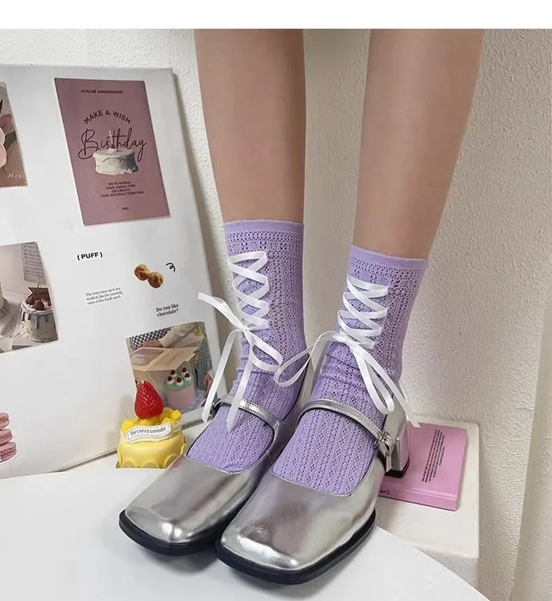 WAGUIR~Daily Lolita Socks Lace Mid-tube Ballet Socks for Spring and Summer