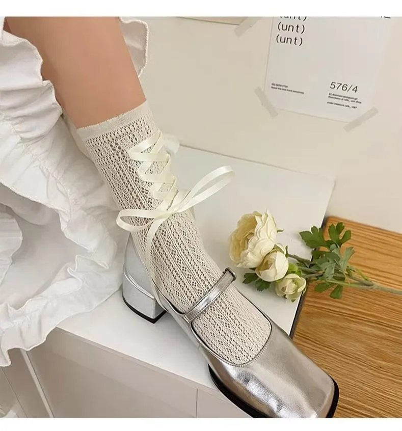 WAGUIR~Daily Lolita Socks Lace Mid-tube Ballet Socks for Spring and Summer