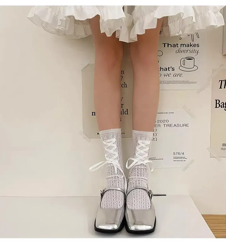 WAGUIR~Daily Lolita Socks Lace Mid-tube Ballet Socks for Spring and Summer