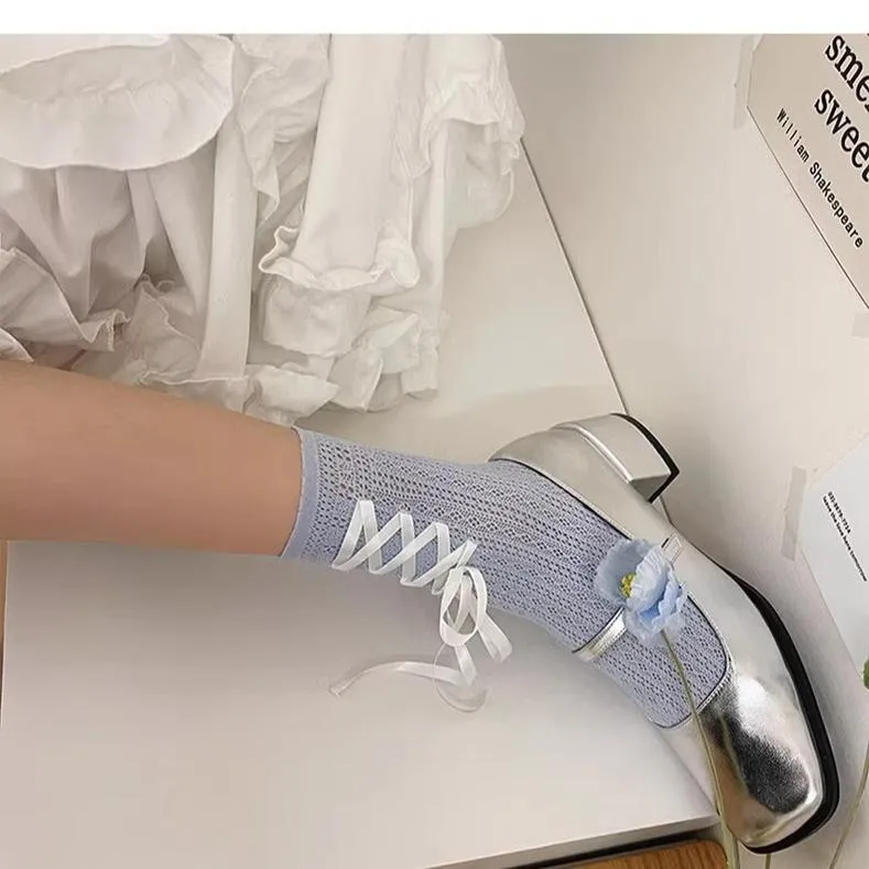 WAGUIR~Daily Lolita Socks Lace Mid-tube Ballet Socks for Spring and Summer