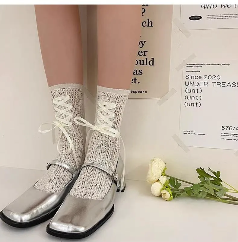 WAGUIR~Daily Lolita Socks Lace Mid-tube Ballet Socks for Spring and Summer