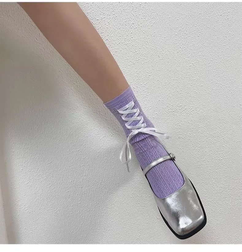 WAGUIR~Daily Lolita Socks Lace Mid-tube Ballet Socks for Spring and Summer