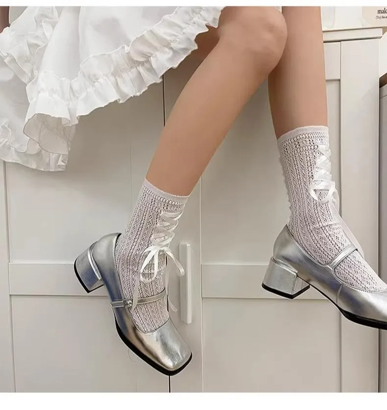 WAGUIR~Daily Lolita Socks Lace Mid-tube Ballet Socks for Spring and Summer