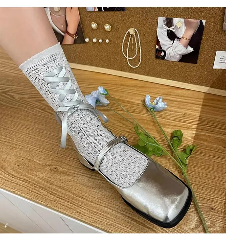 WAGUIR~Daily Lolita Socks Lace Mid-tube Ballet Socks for Spring and Summer