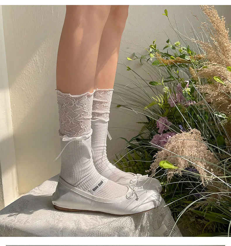WAGUIR~Sweet Lolita Accessory Patchwork Lace Pile Socks