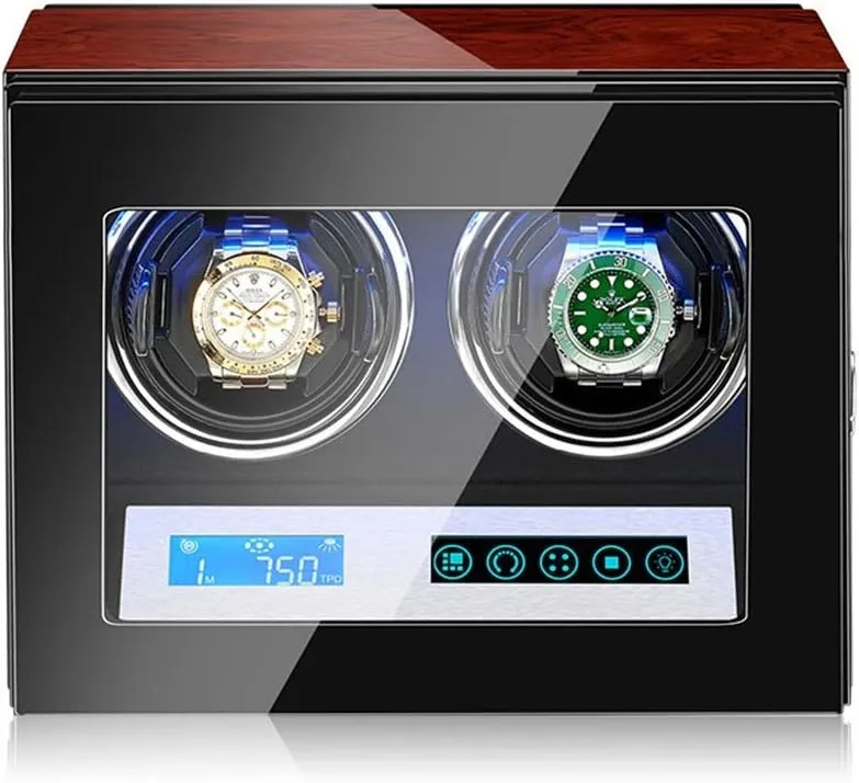 Watch Automatic Watch Winder with Quiet Motor,Led Illumination,Touch Display,15 Rotation Mode Settings,Suitable for Men's and Ladies Wrist Watch,6 0