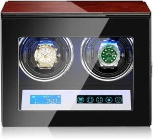 Watch Automatic Watch Winder with Quiet Motor,Led Illumination,Touch Display,15 Rotation Mode Settings,Suitable for Men's and Ladies Wrist Watch,6 0