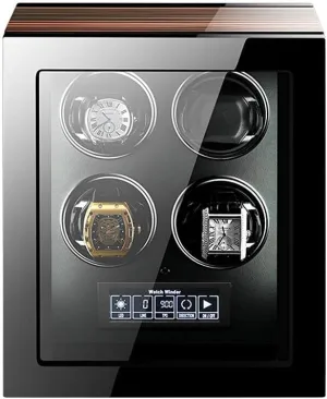 Watch Automatic Watch Winder,Led Illumination,Touch Display,Watches Storage Dispaly Case with Quiet Motor and 15 Rotation Modes for Most Wrist Watches Self Winding,4 0