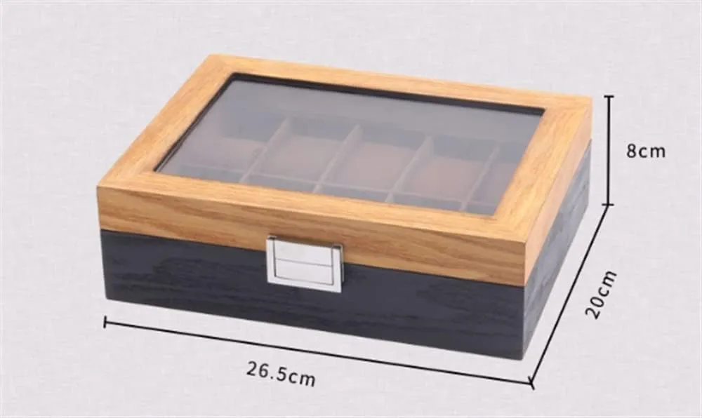 Watch Box Watch Case Watch Display Watch Box Slots Retro Wood Watch Display Box Organizer Watch Wooden Case Jewelry Case Watch Storage Box Watch Organizer For Men(10 Slots)