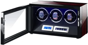 Watch Winder for Automatic Watches Remote Control Touch Screen Display Adjustable Watch Pillows 15 Rotation Mode Piano Finish