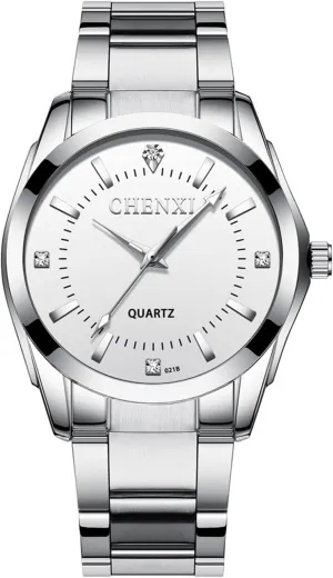 Watches for Men Silver Wrist Watches Stainless Steel Waterproof Elegant Dress Watches
