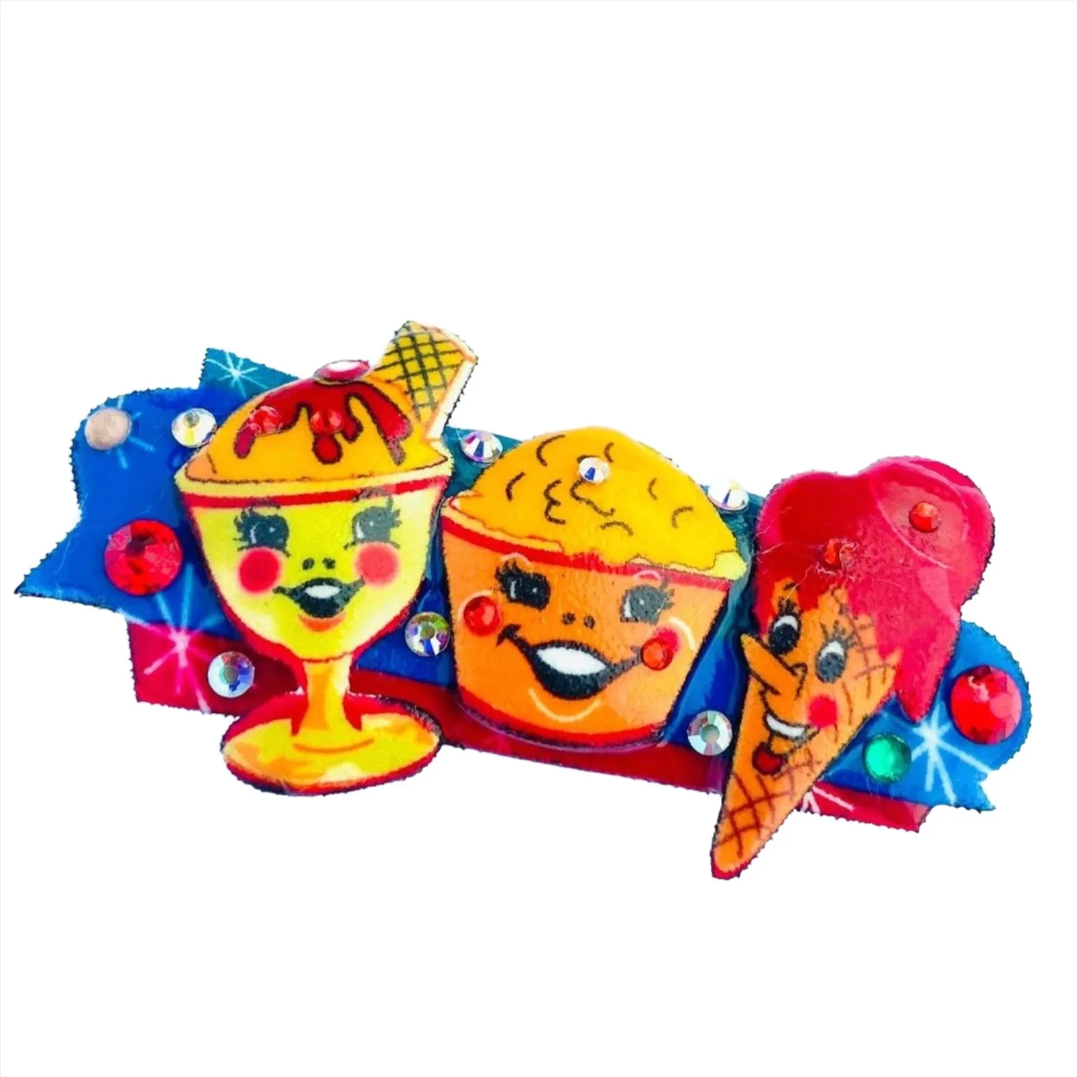 We All Scream for Ice Cream & Popcorn Brooch by Rosie Rose Parker