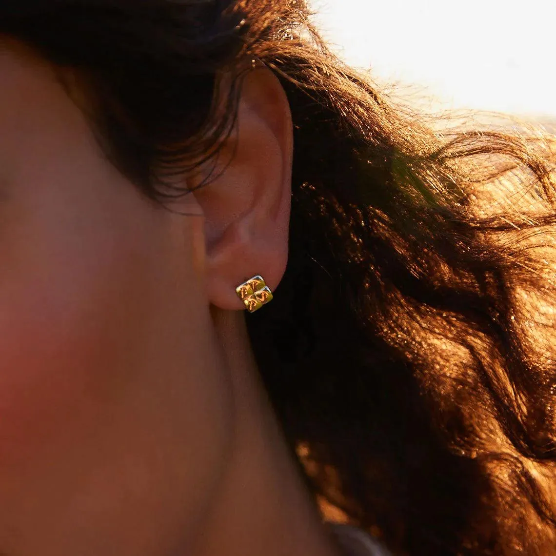 Weave Stud Earrings - Gold Plated