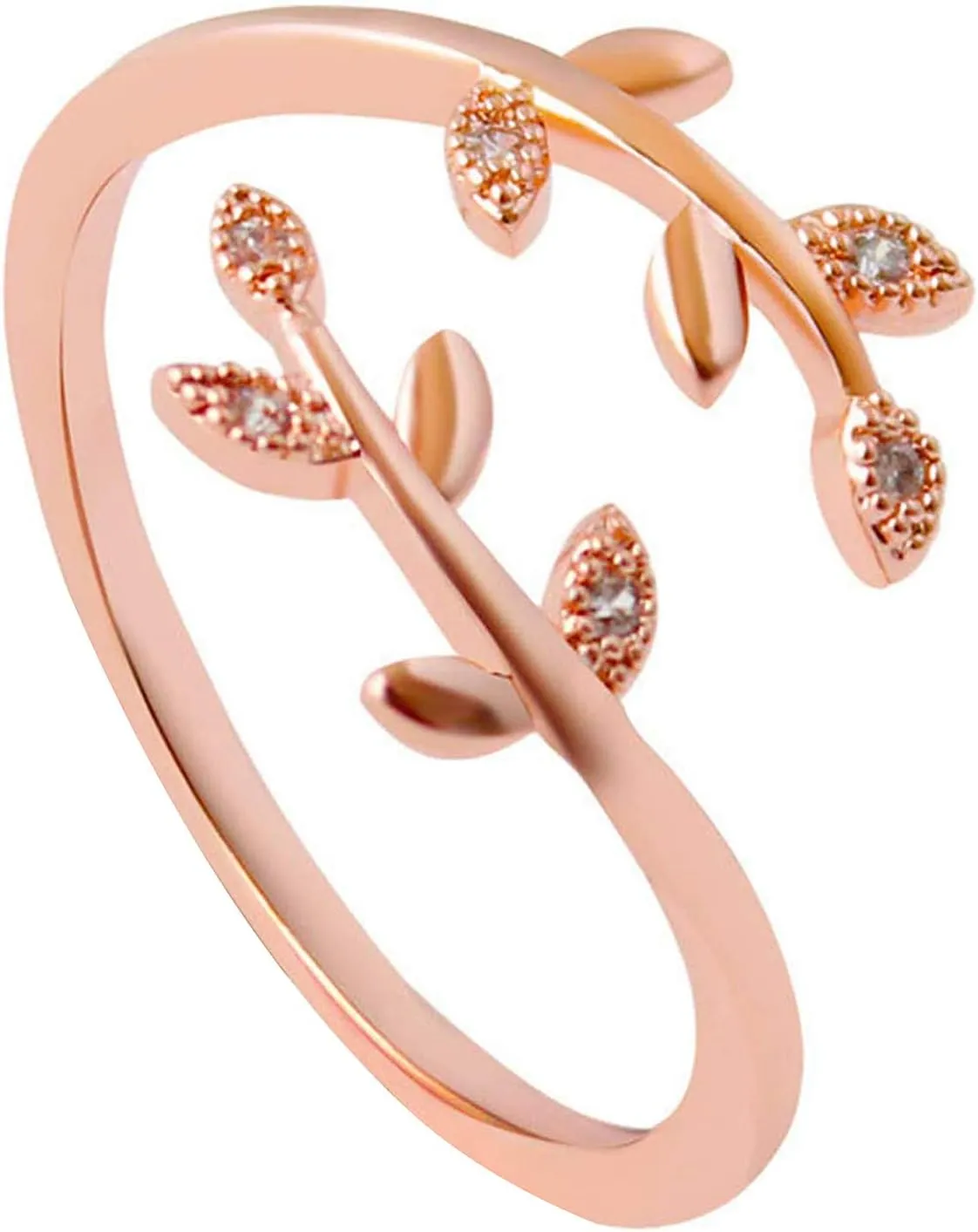Wedding Band Ring Open Adjustable-Men Leaf Adjustable You Graw Open Gift Ring Jewelry Through Ring Go Through What Rings Jewelry Gift for Women and Girls (Pink, One Size)
