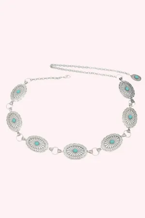 Western Oval Concho Turquoise Chain Belt