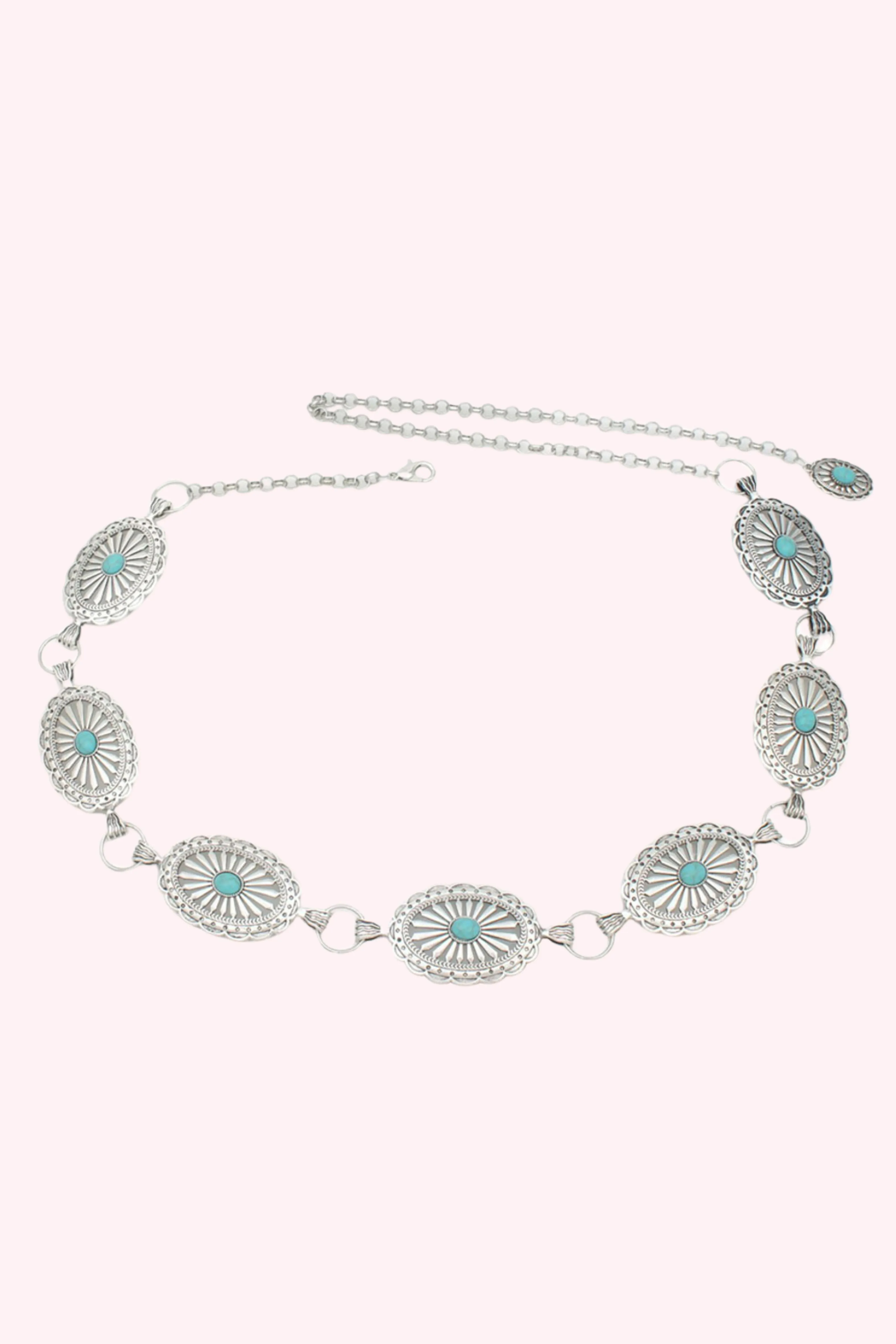 Western Oval Concho Turquoise Chain Belt