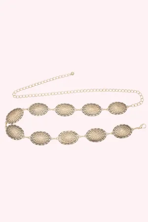 Western Oval Linked Concho Chain Belt