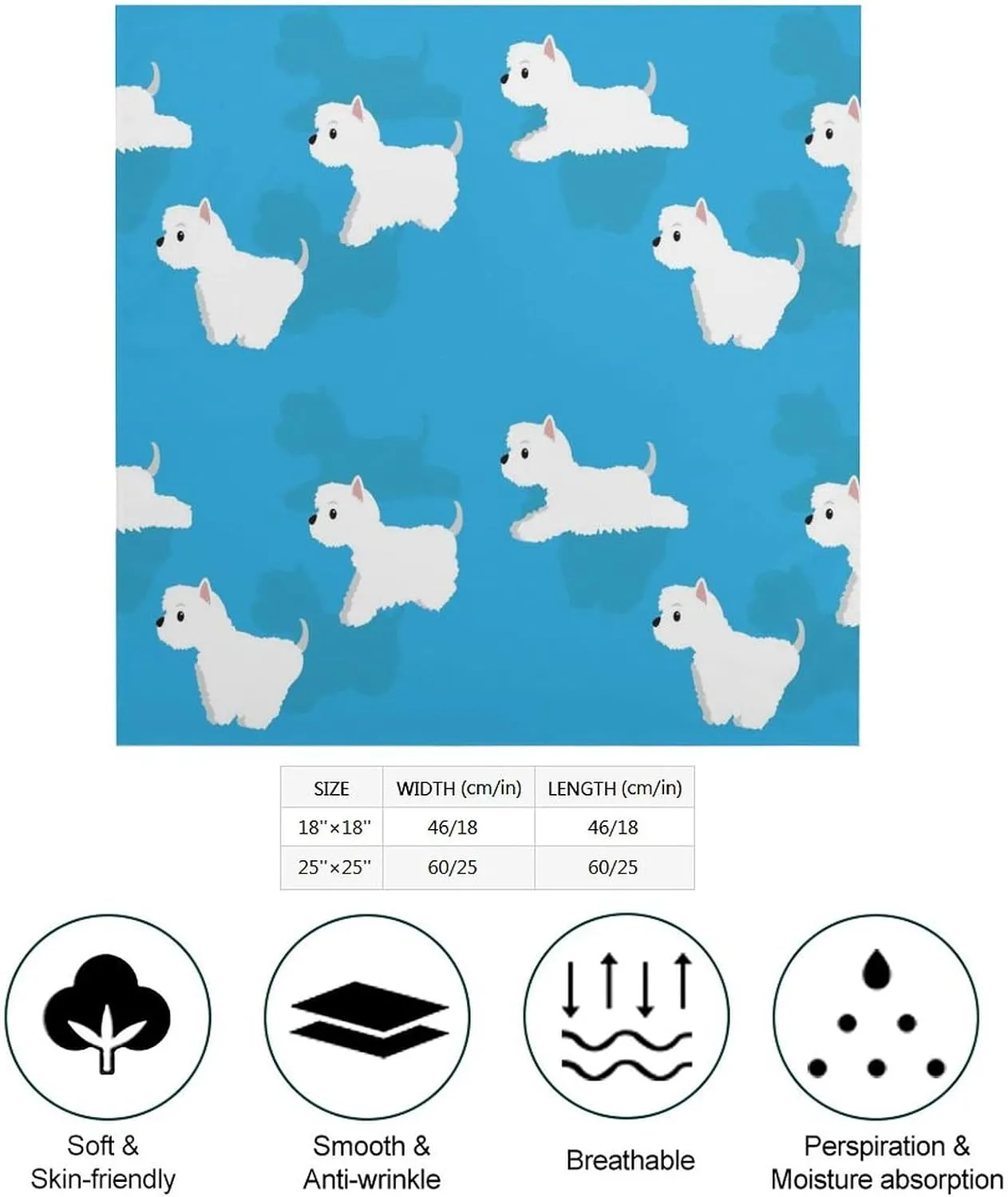 Westie Dogs Pattern Bandana for Men Women Headscarf Handkerchief Scarf