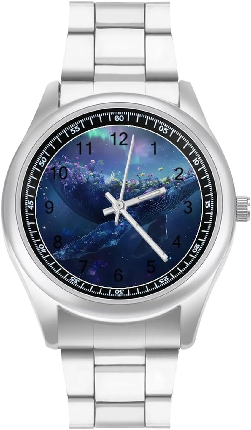 Whale Watches Stainless Steel Band Wristwatch Business Dress Watch for Work Home
