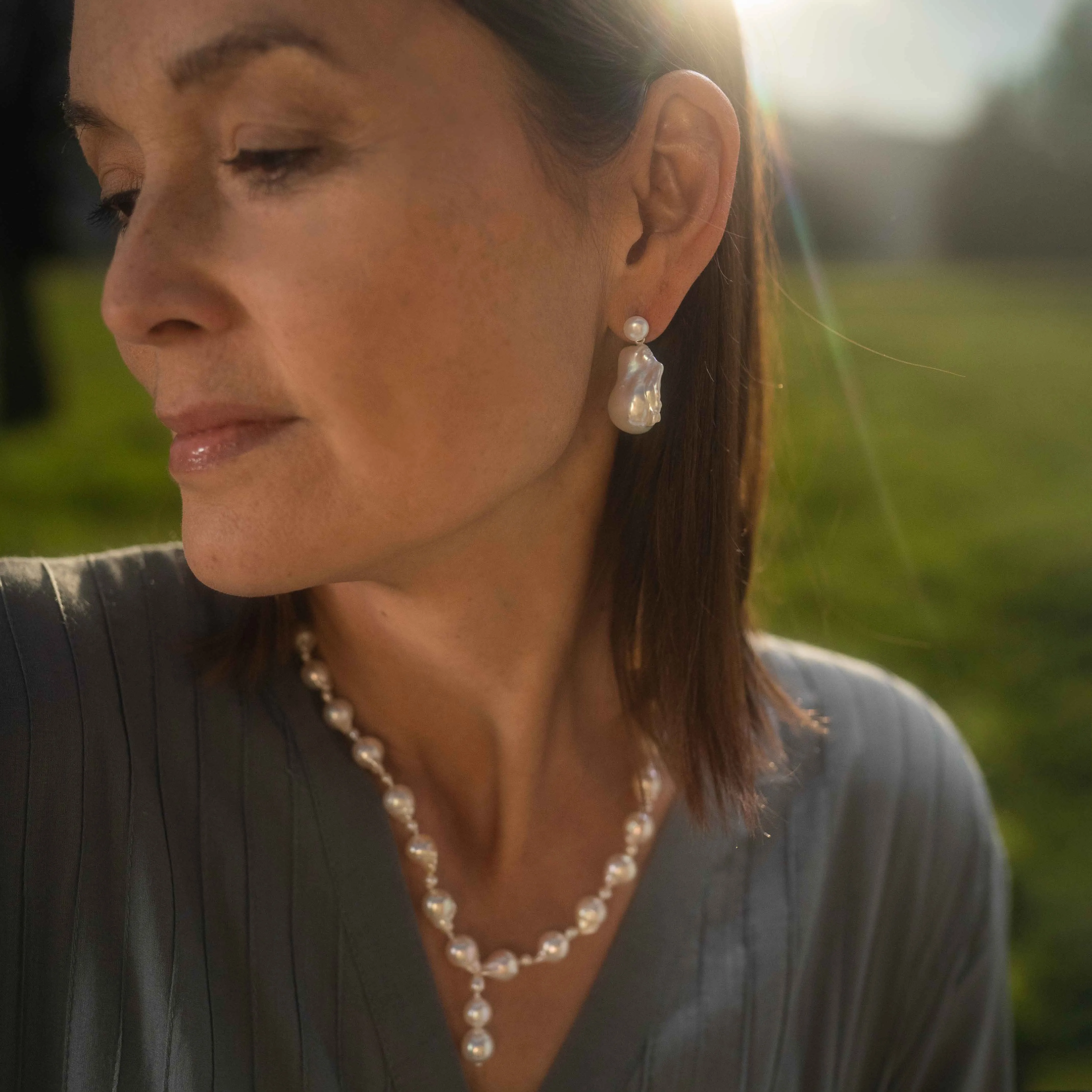 White Baroque Freshwater Pearl Drop Earrings
