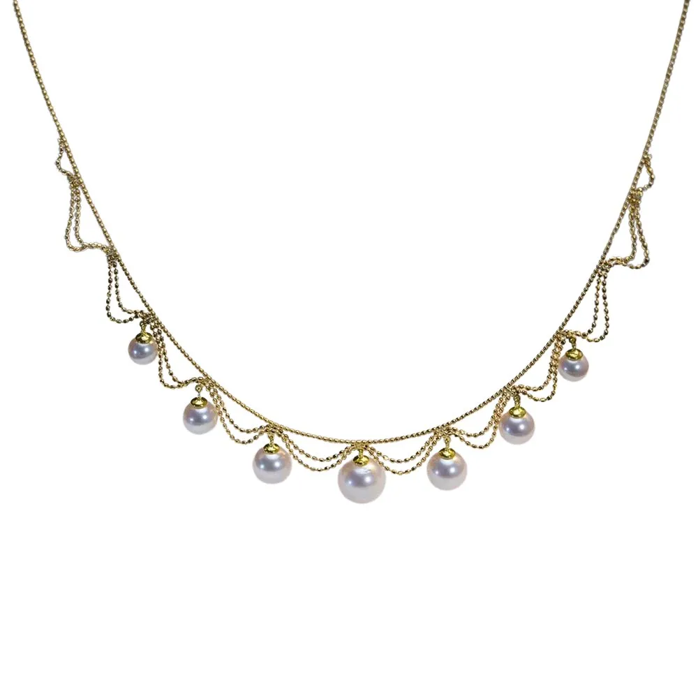 White Freshwater Pearl 18k Yellow Gold Necklace
