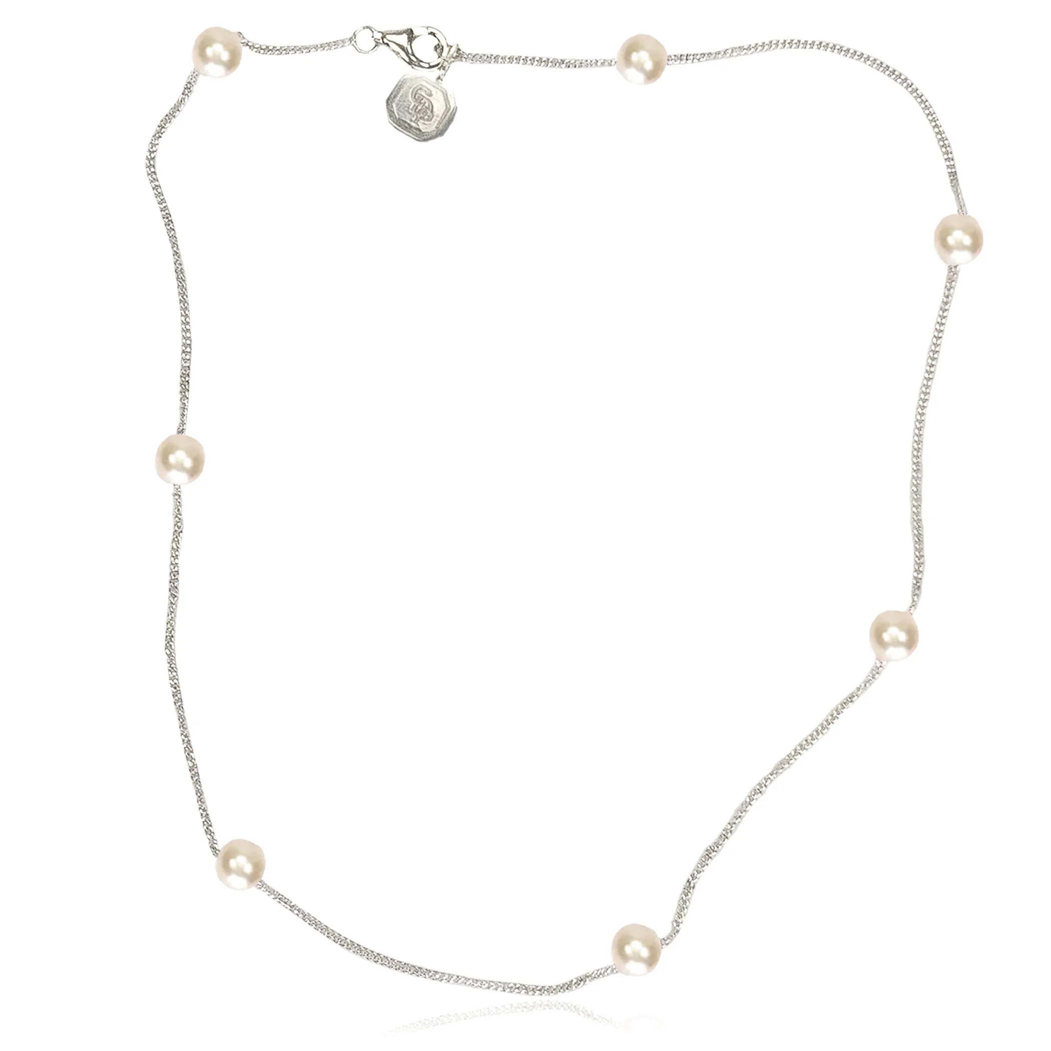 White Freshwater Pearl & Chain Necklace