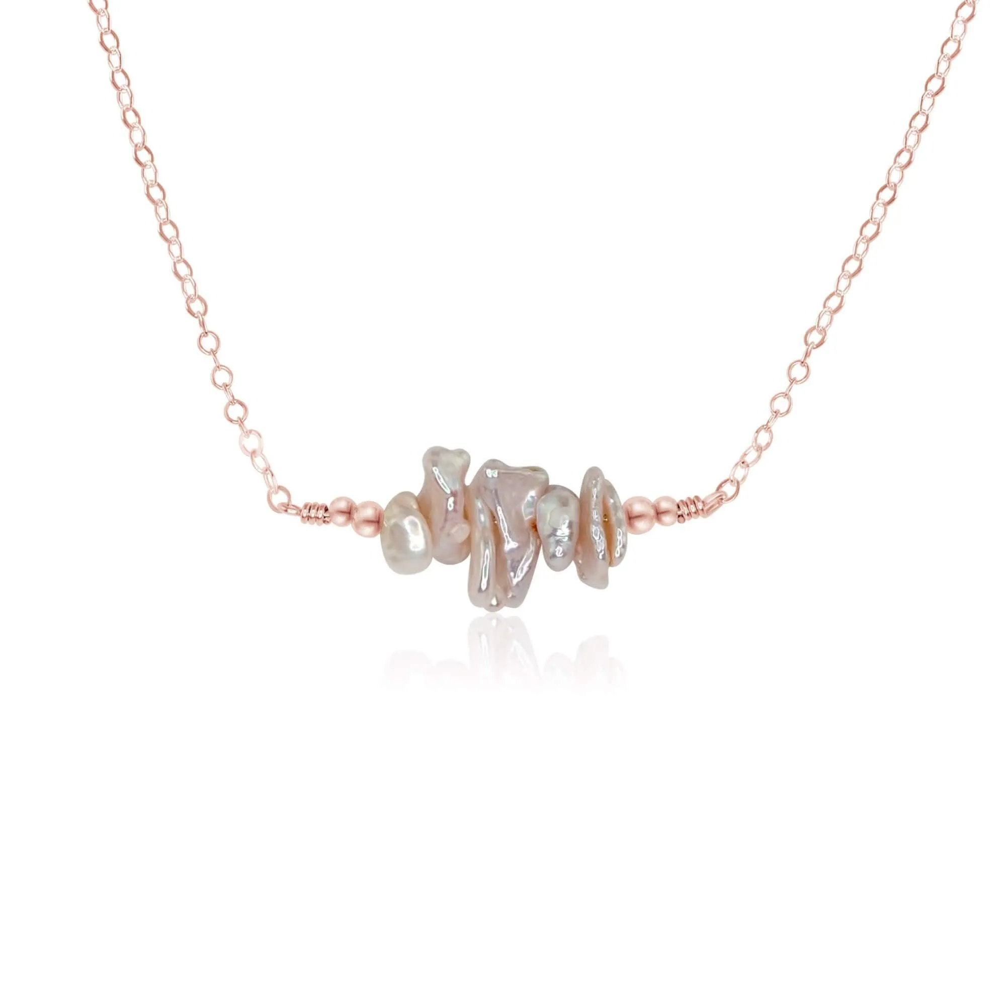 White Freshwater Pearl Chip Bead Bar Necklace
