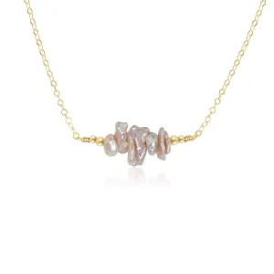White Freshwater Pearl Chip Bead Bar Necklace