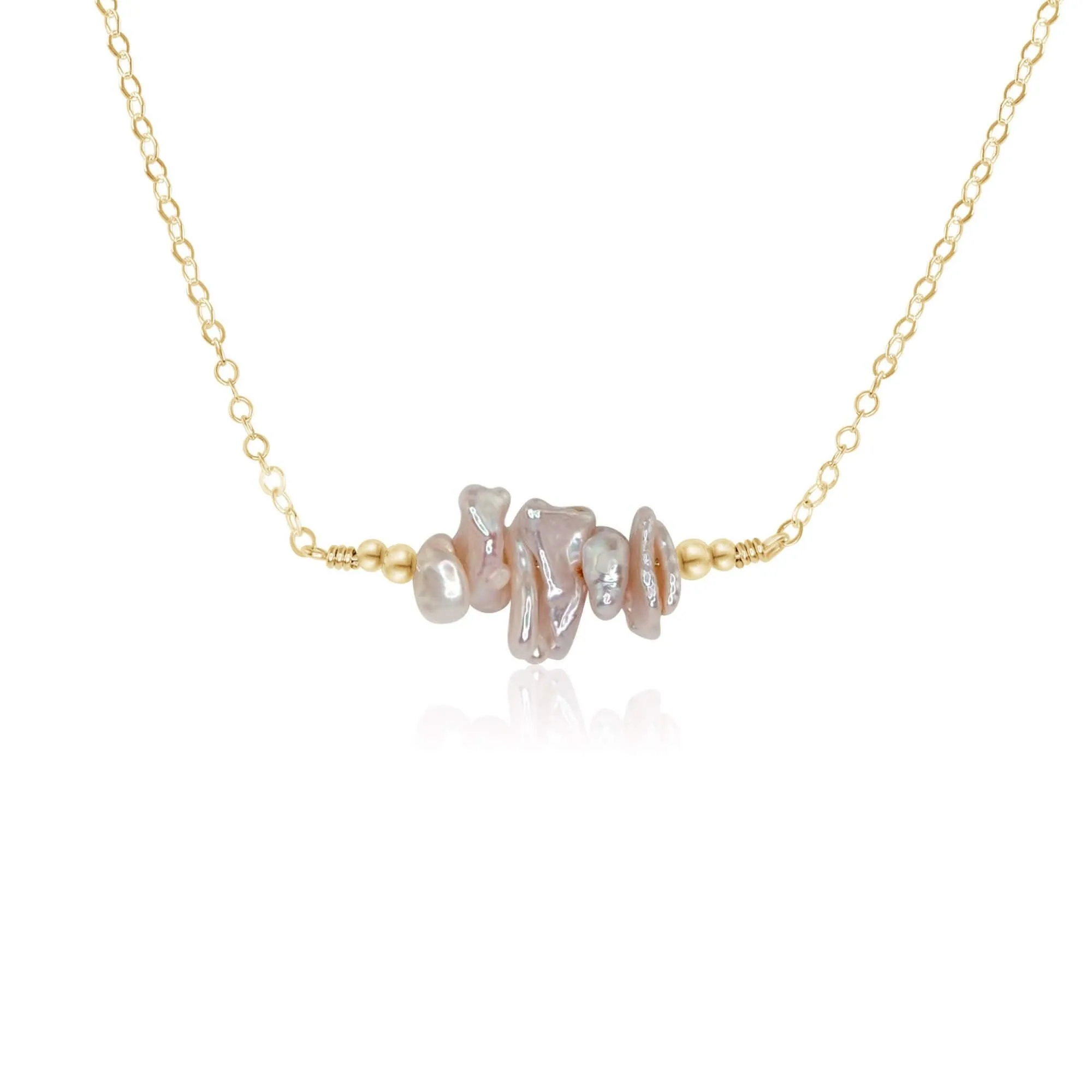 White Freshwater Pearl Chip Bead Bar Necklace