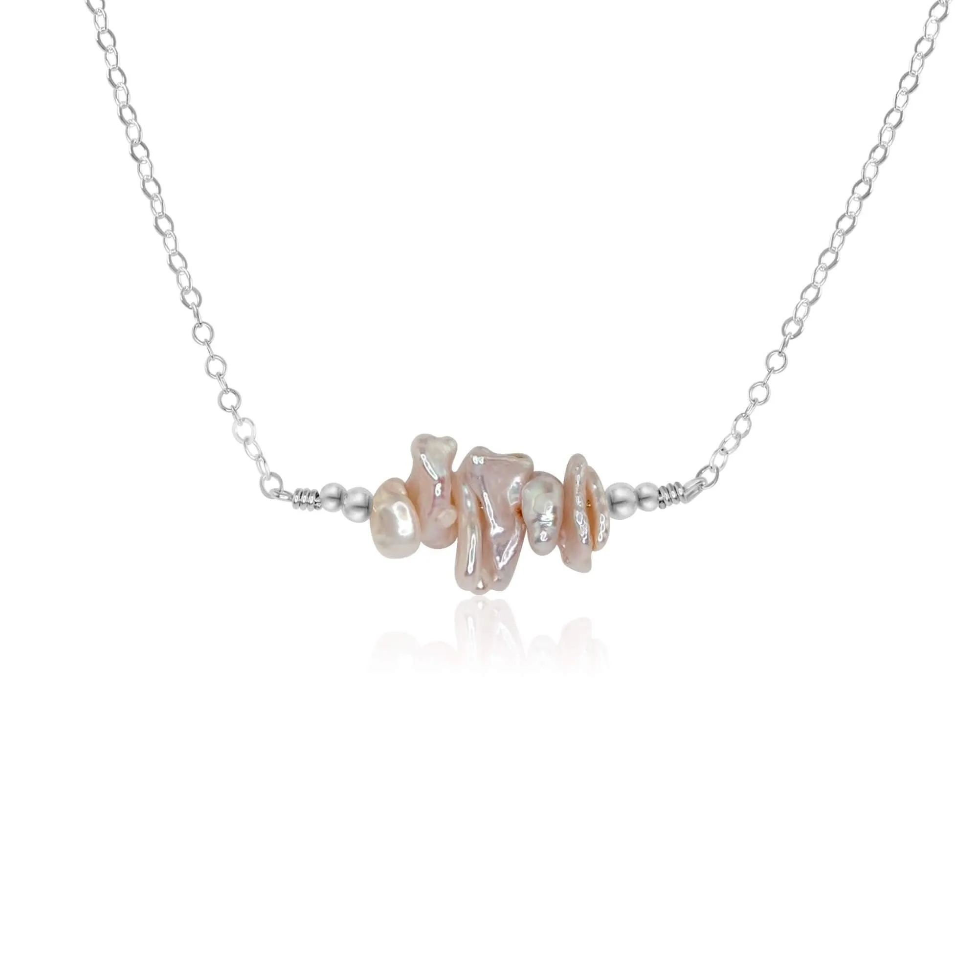 White Freshwater Pearl Chip Bead Bar Necklace