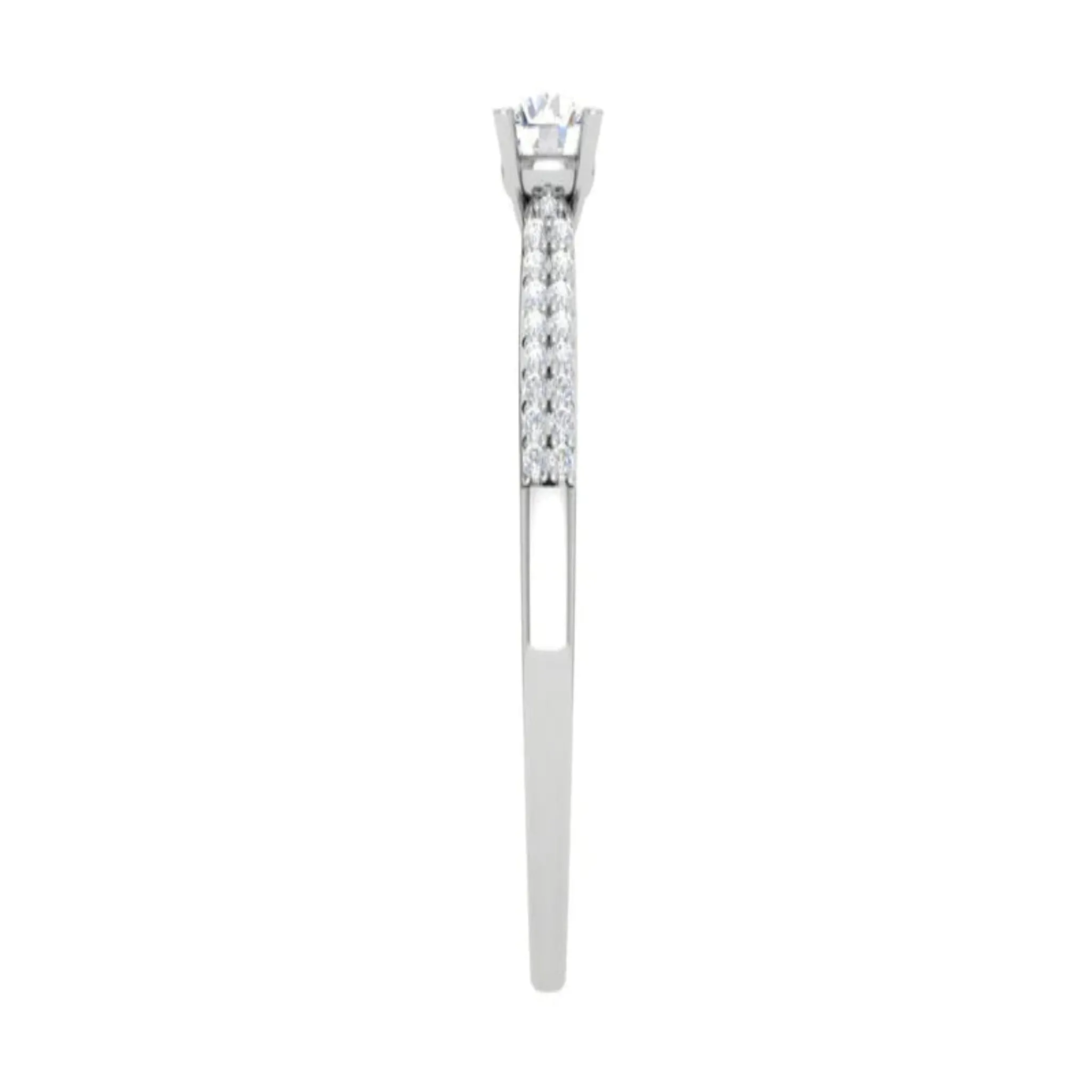 White Gold Adjustable Silver Thin Pave Solitaire Diamond Ring For Woman