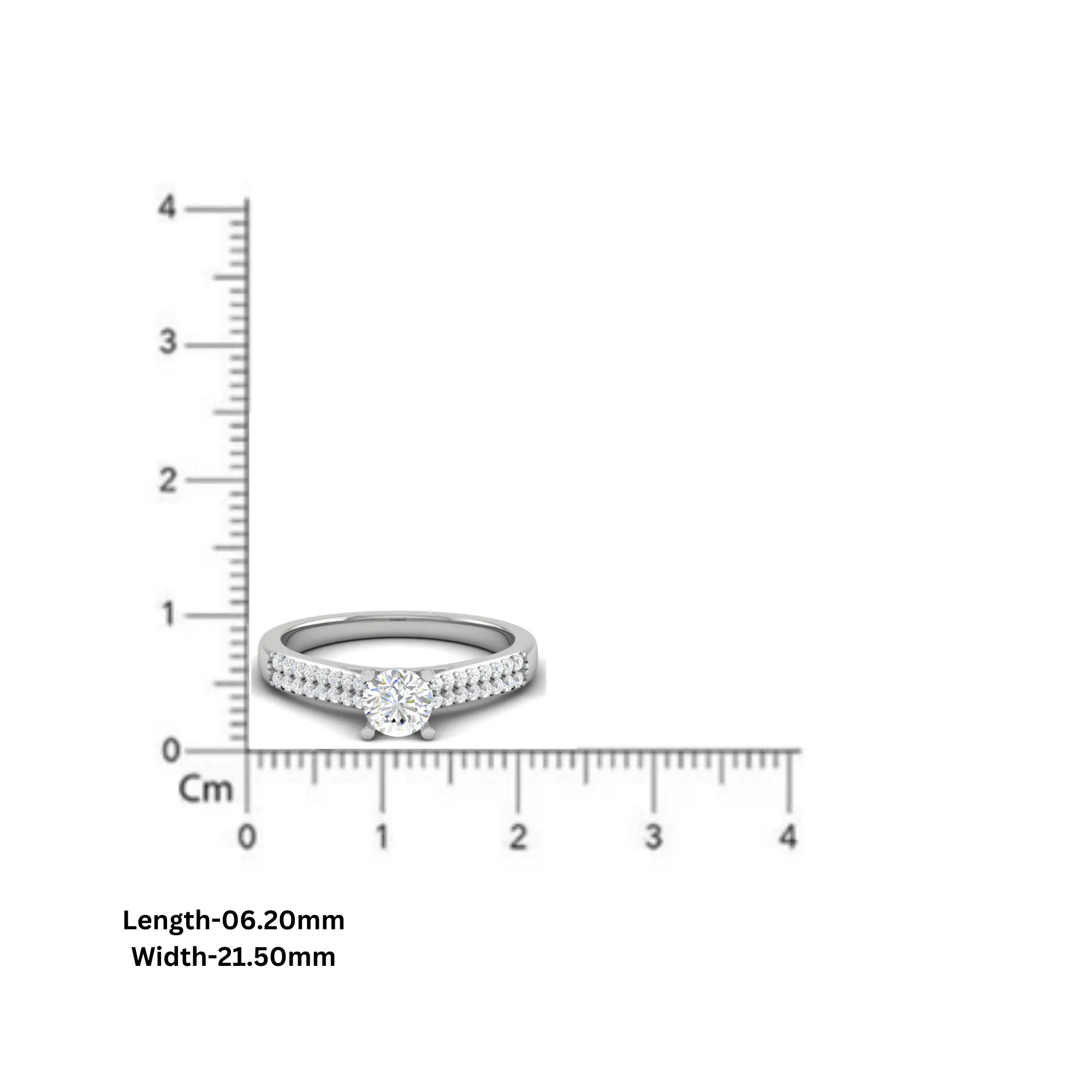 White Gold Adjustable Silver Thin Pave Solitaire Diamond Ring For Woman