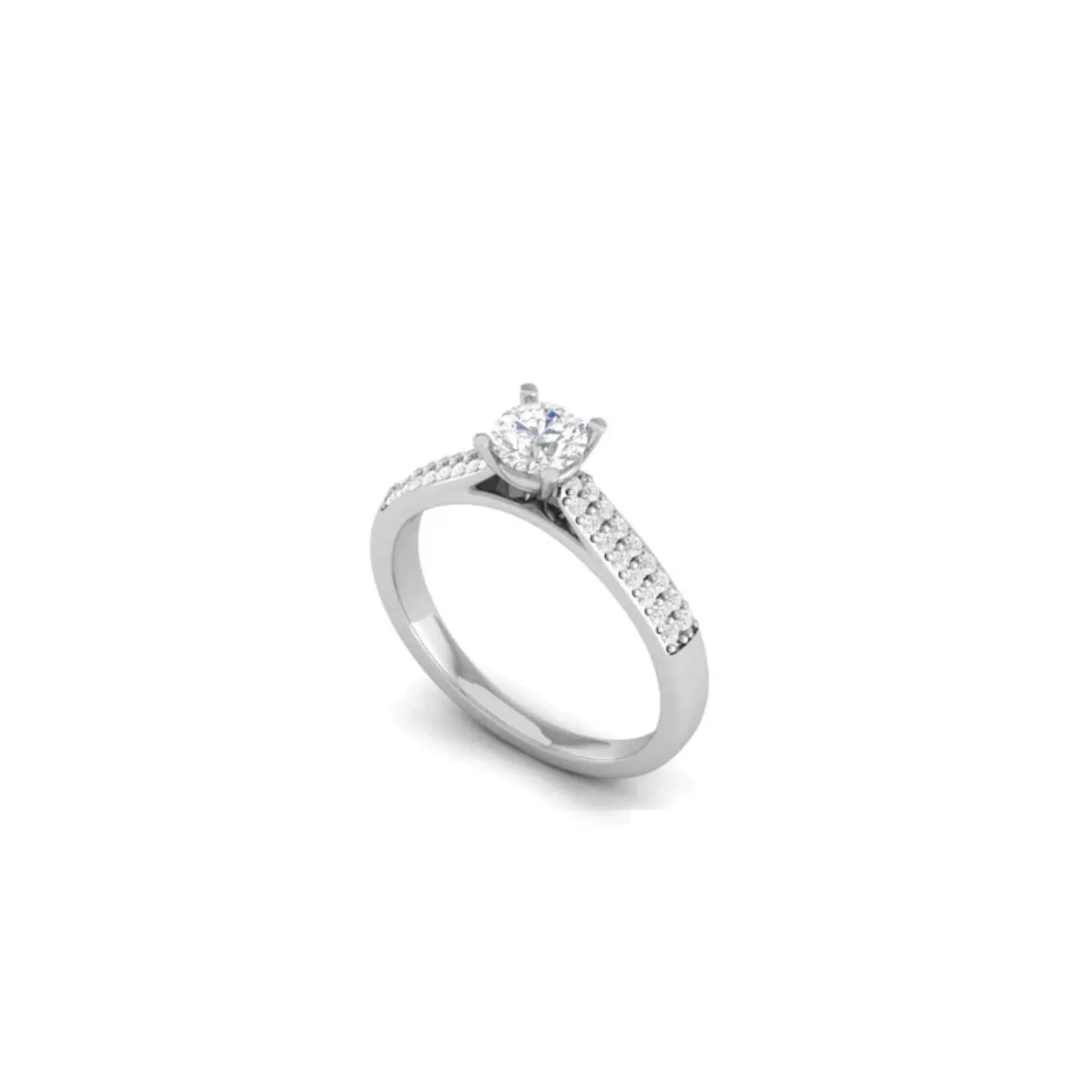White Gold Adjustable Silver Thin Pave Solitaire Diamond Ring For Woman