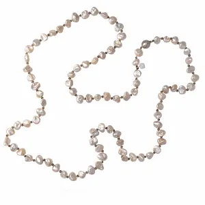 White Keshi Pearl & Smokey Quartz 'The Twist' Long Necklace