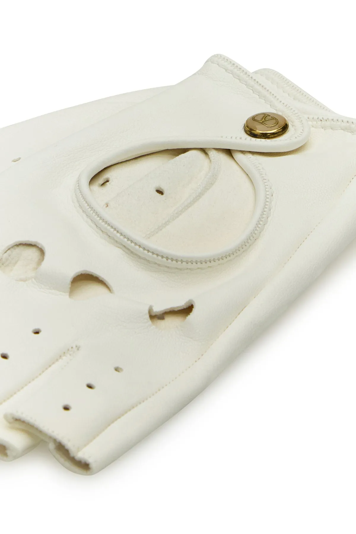 White leather fingerless gloves