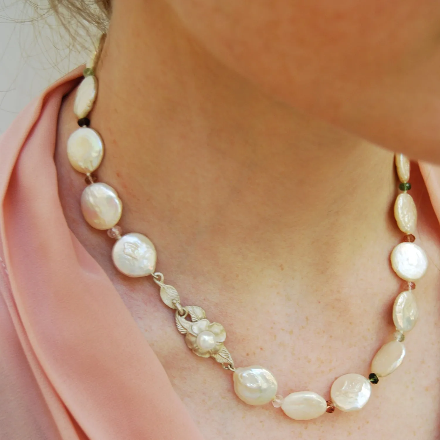 White M&M Freshwater Pearl & Tourmaline 'Happy' Necklace