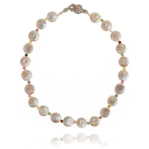 White M&M Freshwater Pearl & Tourmaline 'Happy' Necklace