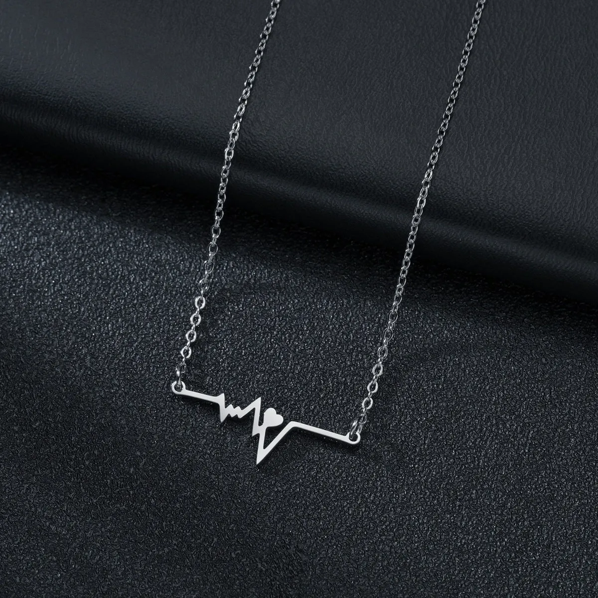 Wholesale Electrocardiogram Stainless Steel Necklace with Japanese and Korean Style