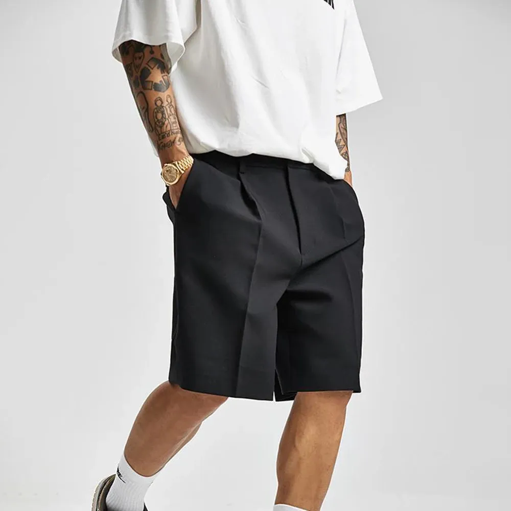 WIAOFELLAS  -   Short Men Straight  Summer Chic Fashion Solid Popular Casual Loose Trend Male Korean Suit Short Knee Length Tousers Streetwear
