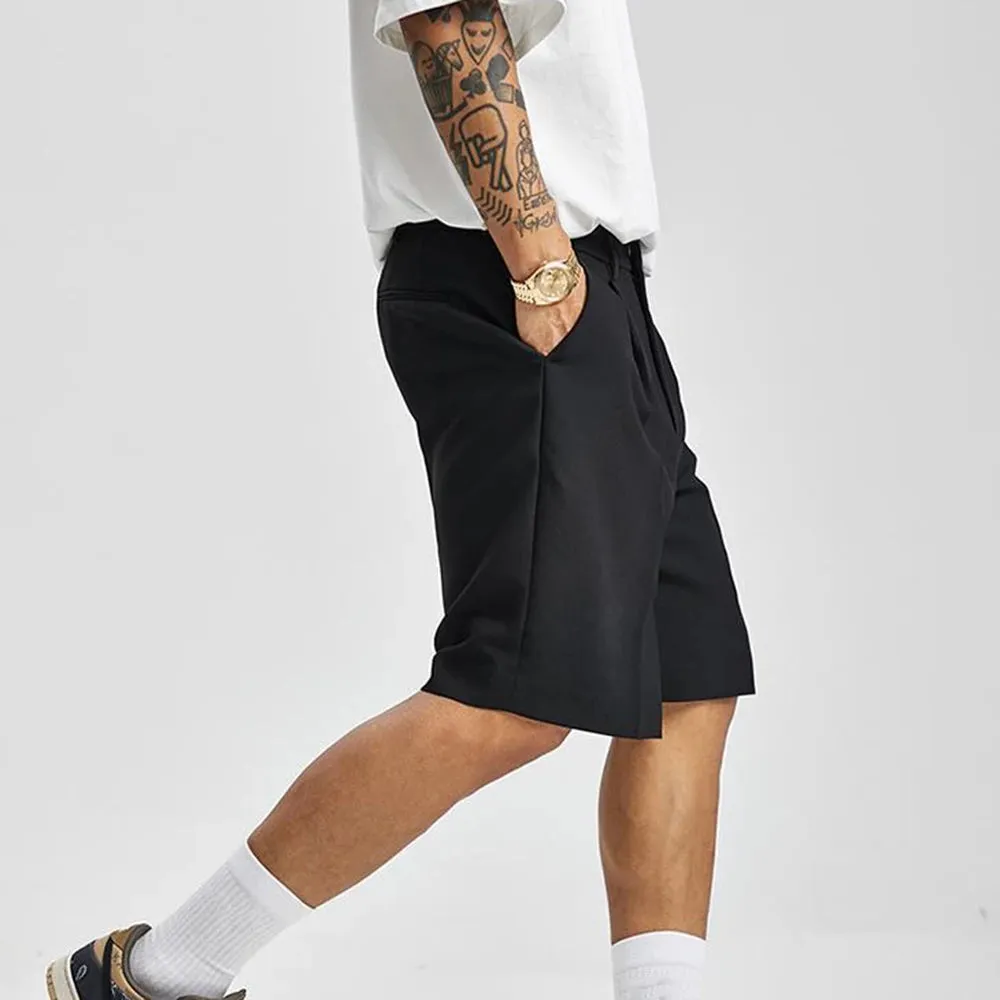 WIAOFELLAS  -   Short Men Straight  Summer Chic Fashion Solid Popular Casual Loose Trend Male Korean Suit Short Knee Length Tousers Streetwear