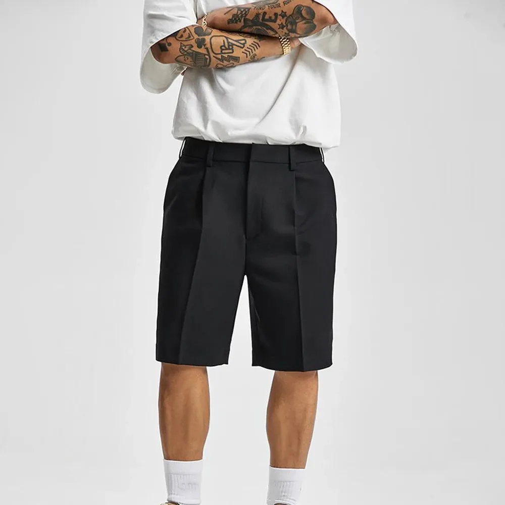 WIAOFELLAS  -   Short Men Straight  Summer Chic Fashion Solid Popular Casual Loose Trend Male Korean Suit Short Knee Length Tousers Streetwear
