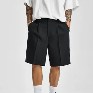 WIAOFELLAS  -   Short Men Straight  Summer Chic Fashion Solid Popular Casual Loose Trend Male Korean Suit Short Knee Length Tousers Streetwear