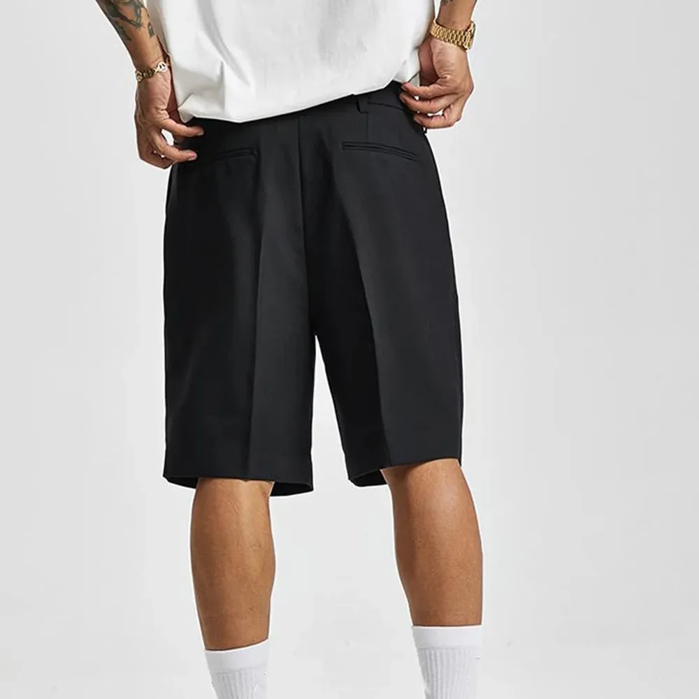 WIAOFELLAS  -   Short Men Straight  Summer Chic Fashion Solid Popular Casual Loose Trend Male Korean Suit Short Knee Length Tousers Streetwear