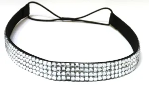 WigsPedia Rhinestone Crystal Stretch Headband 4-Row Head Piece Elastic Hair Band for Women (Clear)