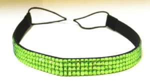 WigsPedia Rhinestone Crystal Stretch Headband 4-Row Head Piece Elastic Hair Band for Women (Lime Green)