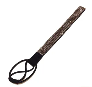 WigsPedia Rhinestone Crystal Stretch Headband 4-Row Head Piece Elastic Hair Band for Women (Metallic Hematite)